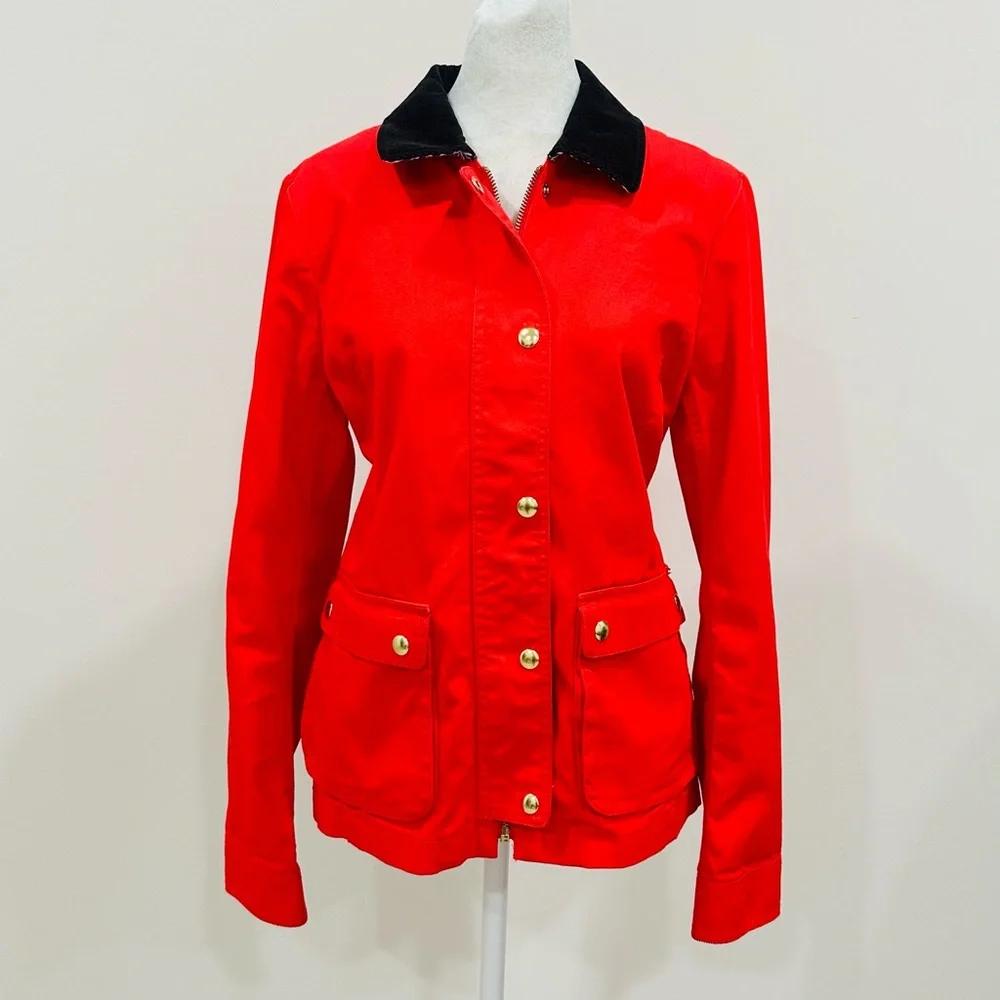 J Crew  Jacket Soft Red Collared Womens Size S Retail‎ $138 Lightweight